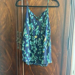 Tank  top with a blue/green leaf print